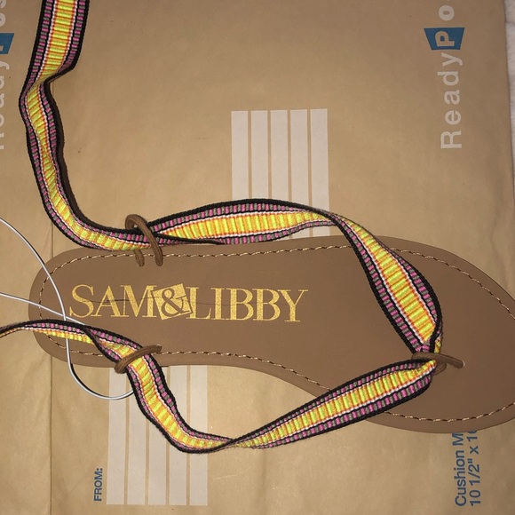 NWT SAM & LIBBY ANKLE TIE SANDALS W: TASSELS SZ 10 - Picture 5 of 6